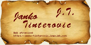 Janko Tinterović vizit kartica